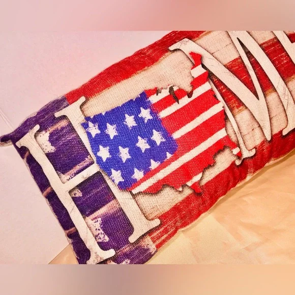 Stars Stripes Patriotic USA Map Flag Decorative Pillow Home Print Living Room